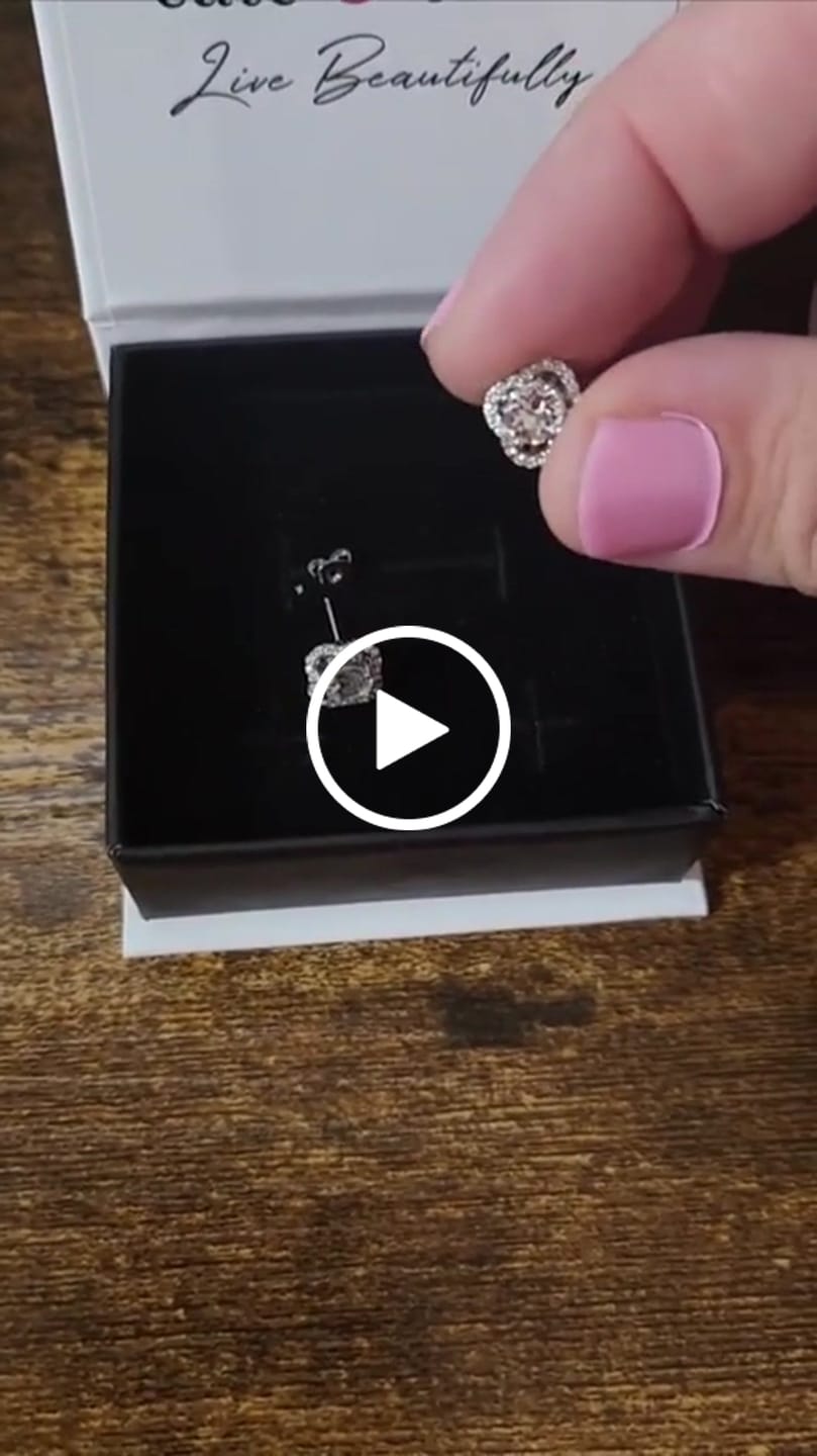 Customer video review of Haddie 18k White Gold Plated 2-in-1 Halo Stud Earrings with Swarovski Crystals