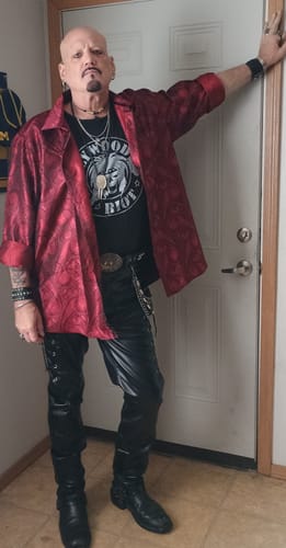 Customer photo review of Barry.Wang Burgundy Red Mens Shirt Button Up Long Sleeve Silk Shirts for Men Flash Sale