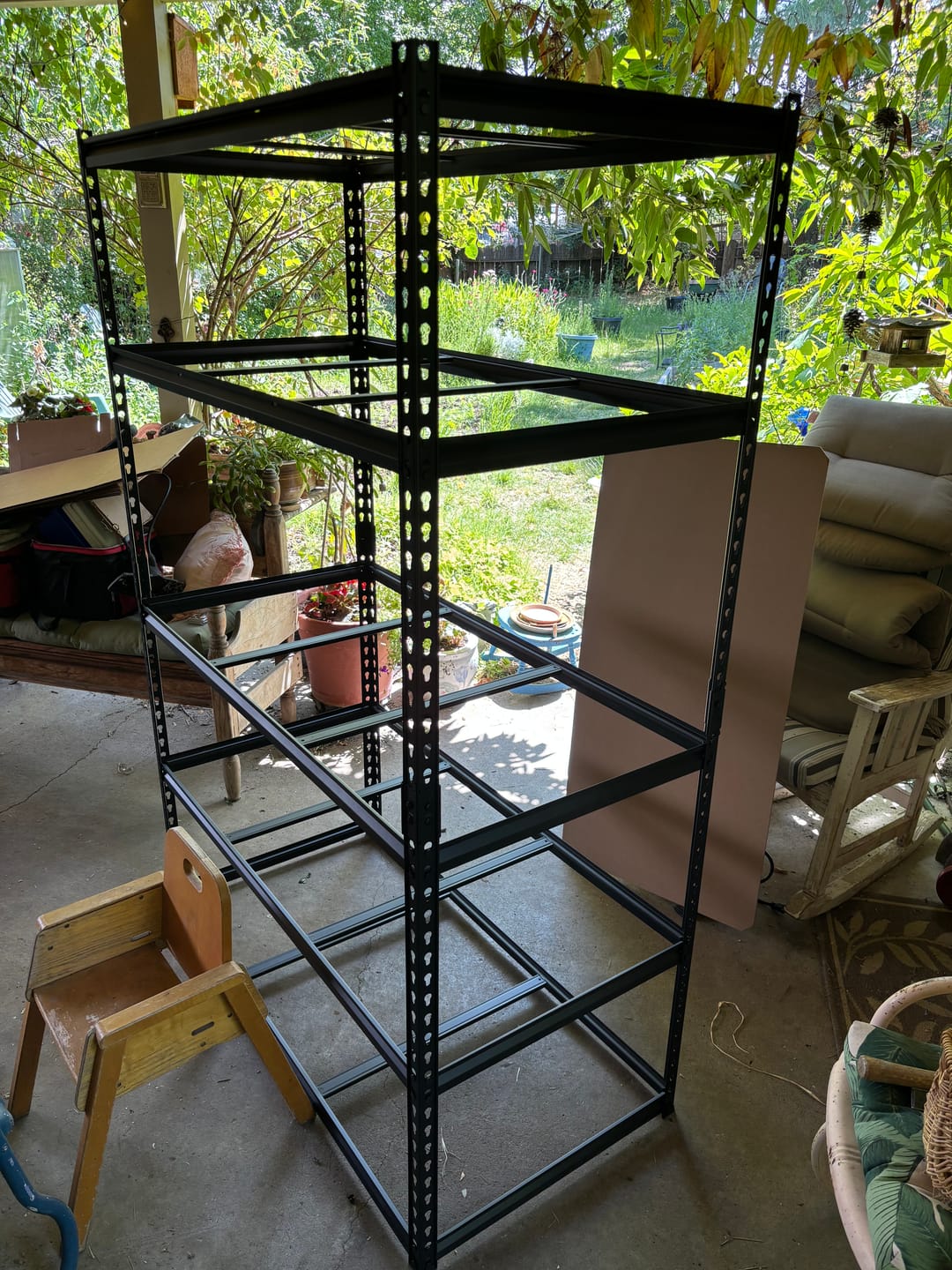 Customer photo review of REIBII 48"W x 72"H Garage Shelving Unit, 3000 lbs Heavy Duty, 24"D Deep 5-Tier Storage Shelves for Large Bins, Workshop & Warehouse