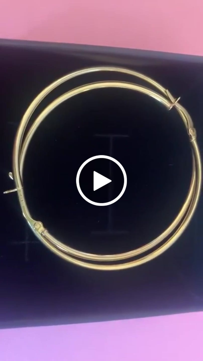Customer video review of Monica 18k White Gold Plated 10mm/40mm/50mm Hoop Earrings