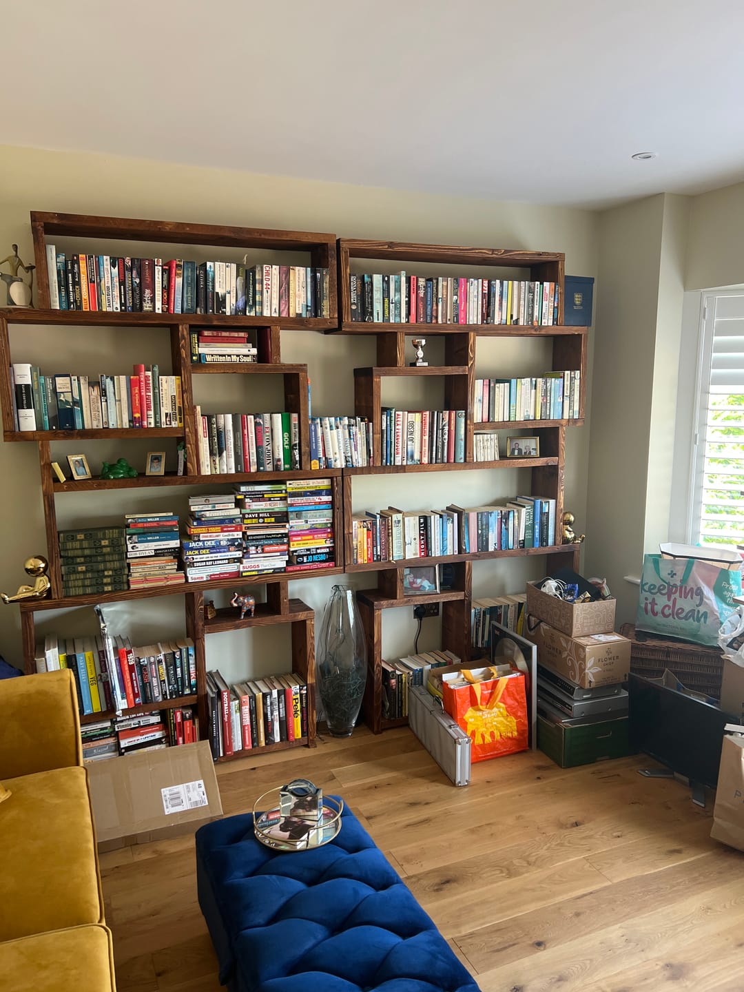 Customer photo review of Solid Wood Box Bookcase & Shelving Unit - Modular Storage Organizer - Boxes
