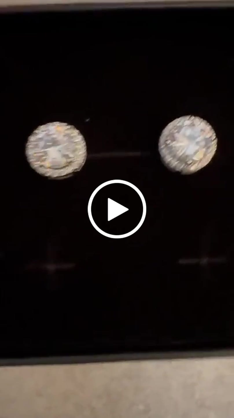 Customer video review of Sophia 18k White Gold Plated Halo Stud Earrings with Round Cut Simulated Diamond Crystals