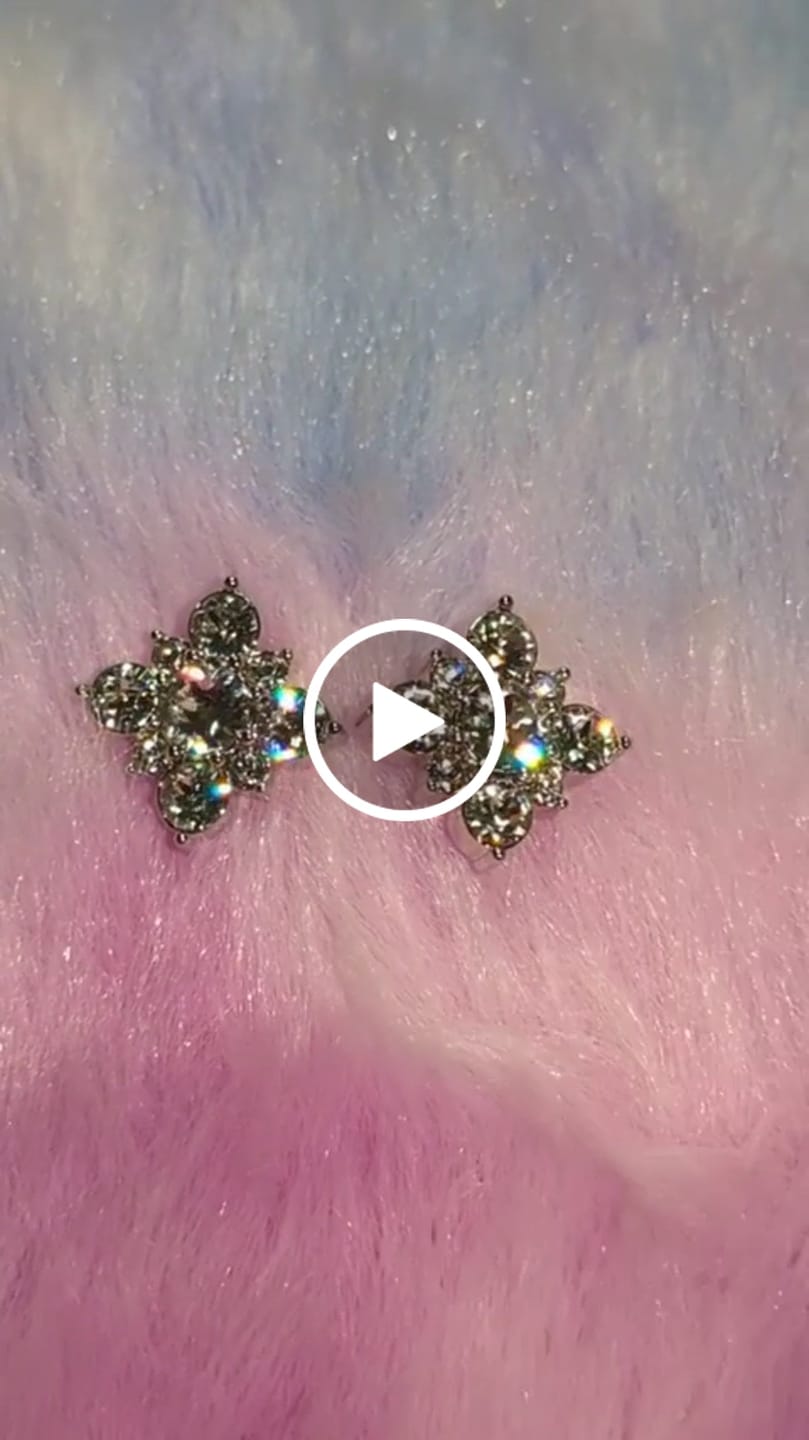 Customer video review of Macie 18k White Gold Plated Cluster Stud Earrings with Swarovski Crystals - Final Sale