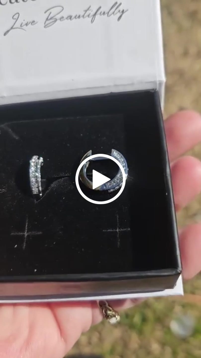 Customer video review of Viviana 18k White Gold Plated 17mm Hoop Earrings with Swarovski Crystals