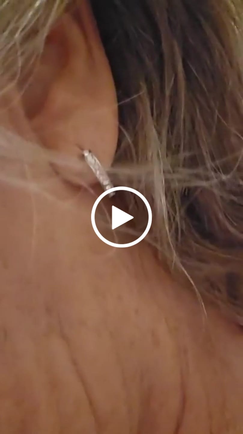 Customer video review of Erin 18k White Gold Plated Half Hoop Earrings with Swarovski Crystals