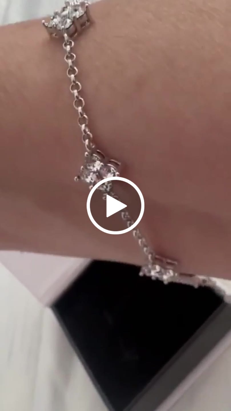 Customer video review of Adeline 18k White Gold Plated Station Bracelet with Swarovski Crystals