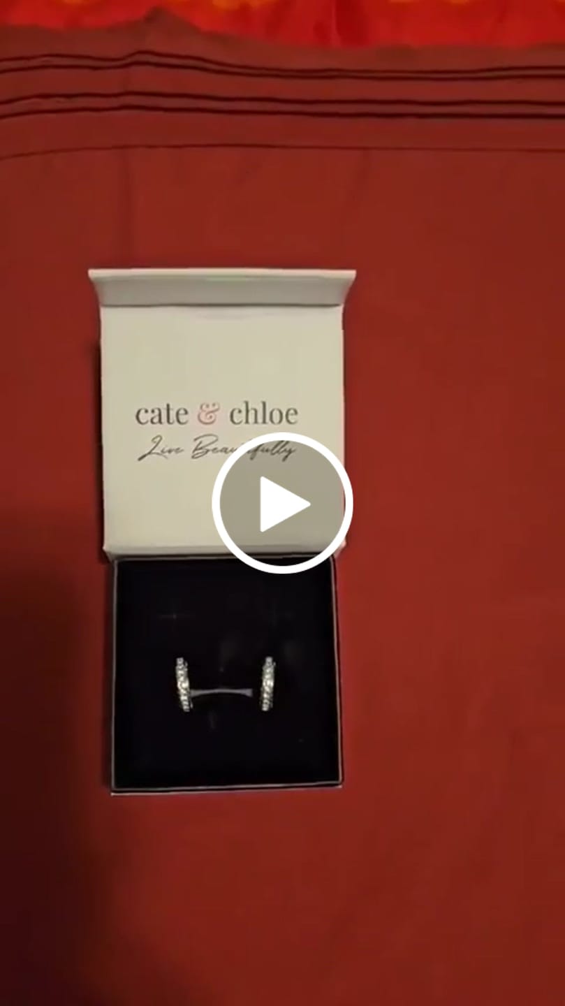 Customer video review of Viviana 18k White Gold Plated 17mm Hoop Earrings with Swarovski Crystals