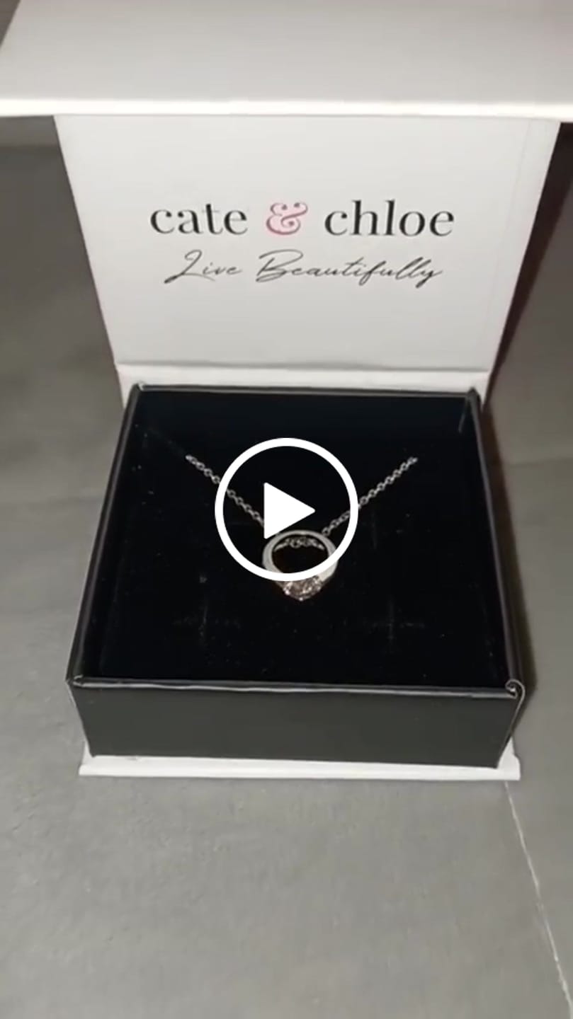 Customer video review of Dahlia 18k White Gold Plated 13mm Hoop Necklace with Swarovski Crystal