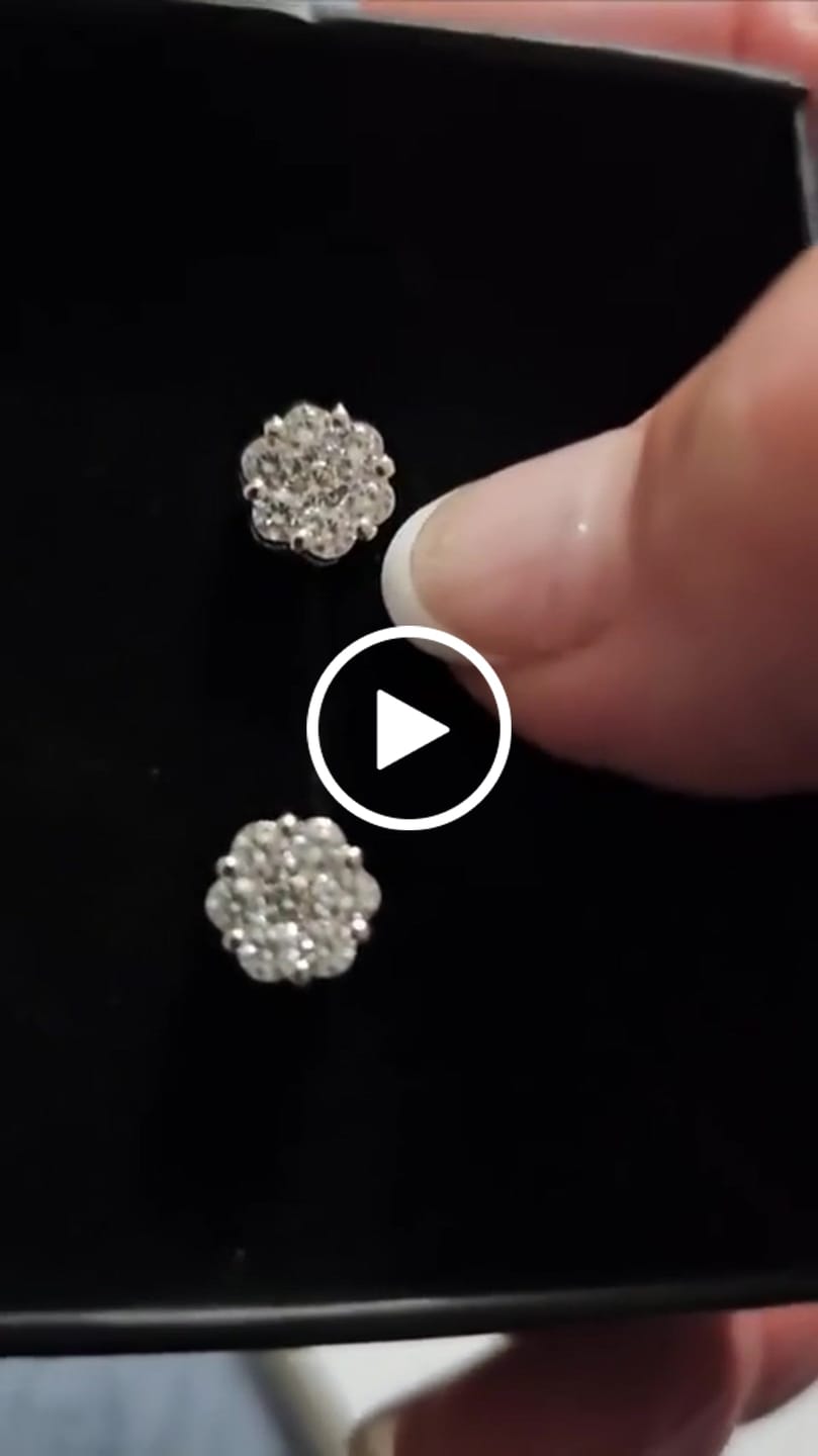 Customer video review of Nova 18k White Gold Plated Stud Earrings with Simulated Diamond Crystals