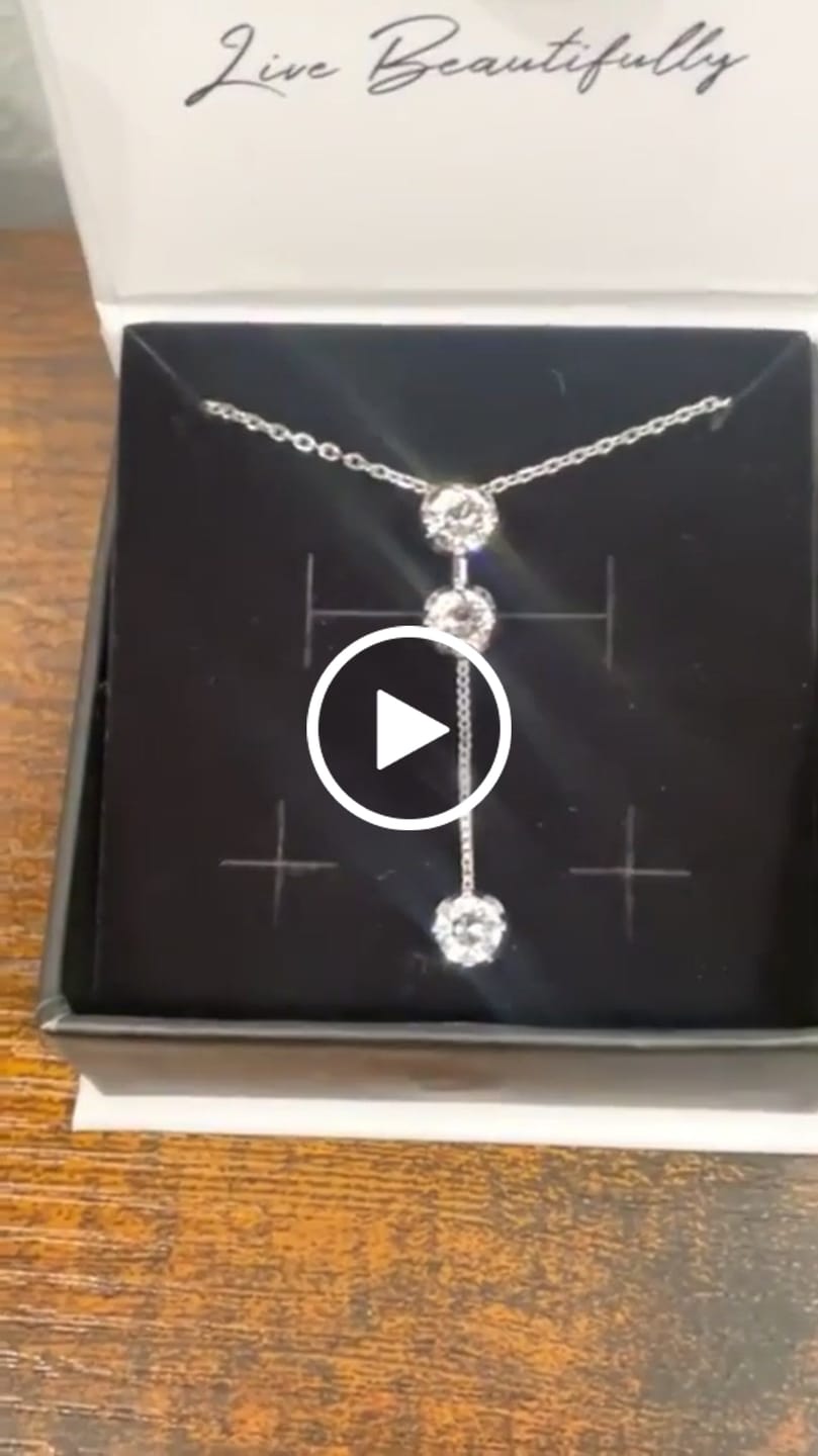 Customer video review of Sloane 18k White Gold Plated Drop Necklace with Swarovski Crystals