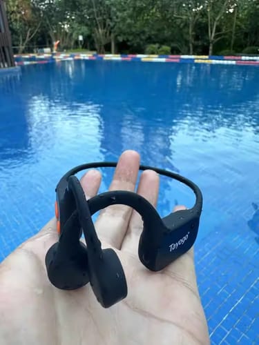 Customer photo review of Stream Music Combo - Wireless Transmitter + Waterproof Premium Bone Conduction Headphones Bluetooth &  Receiver(Silicon Version)
