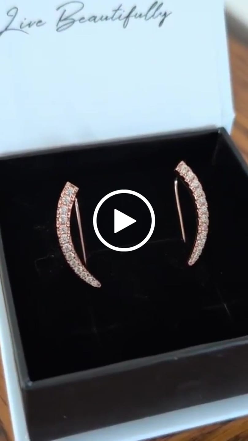 Customer video review of Camila 18k White Gold Plated Ear Climber Earrings with Simulated Diamond Crystals