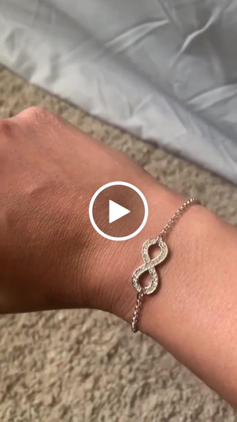 Customer video review of Morgan 18k White Gold Plated Infinity Bracelet with Swarovski Crystals