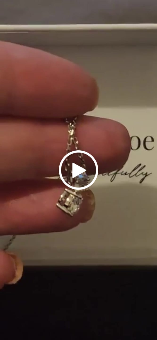 Customer video review of Jasmine 18k White Gold Plated Drop Necklace with Swarovski Crystals