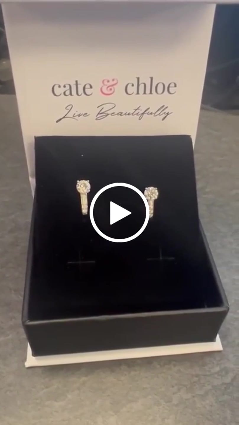 Customer video review of Moissanite by Cate & Chloe Genesis 18k Gold Plated 925 Sterling Silver Stud Earrings 1.12tcw