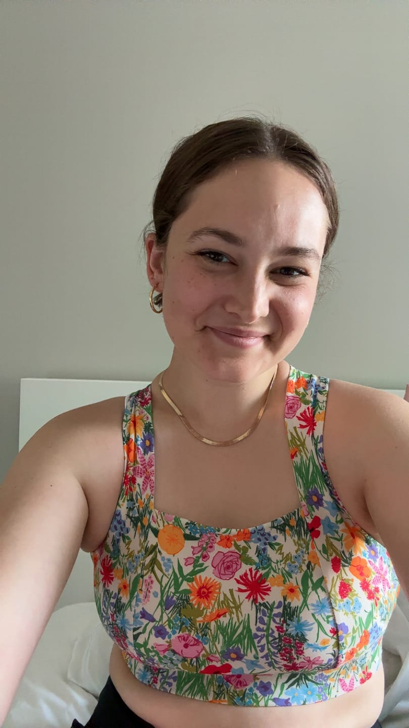 Customer photo review of Square Neck Sports Bra - Whimsy Wildflower