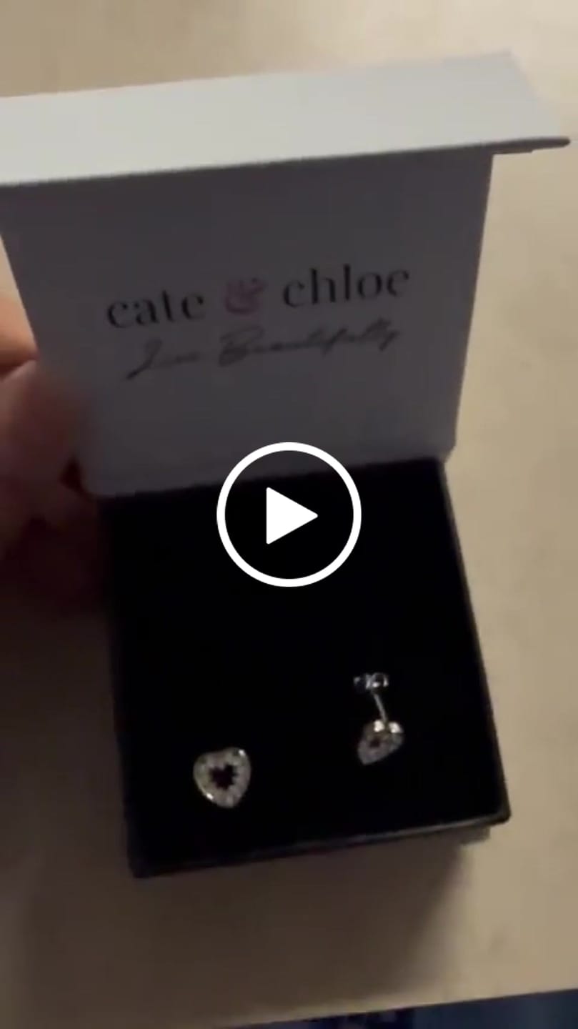 Customer video review of Ainsley 18k White Gold Plated Heart Earrings with Swarovski Crystals