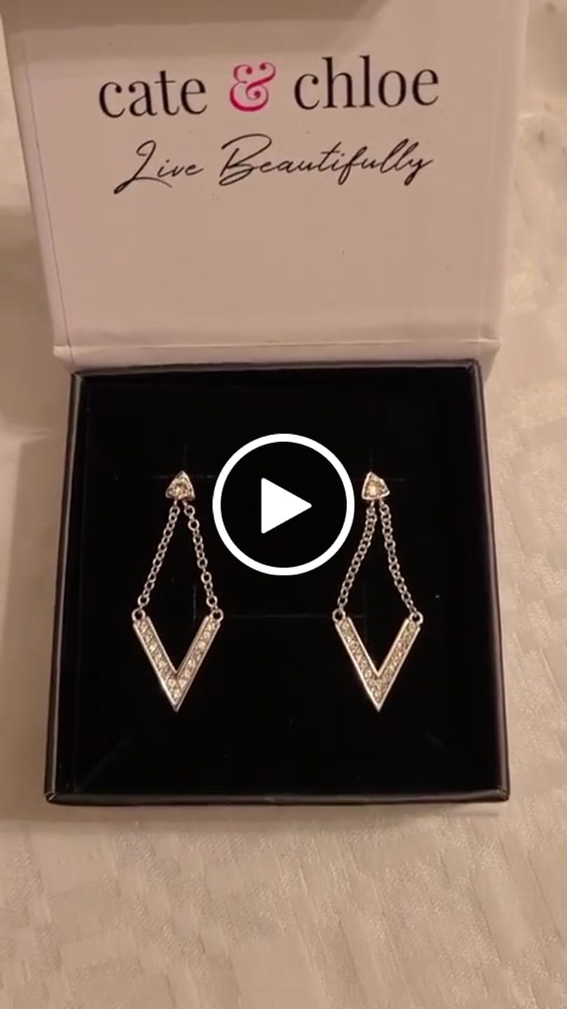 Customer video review of Francesca 18k White Gold Plated Dangle Earrings with Swarovski Crystals - Fab Fav