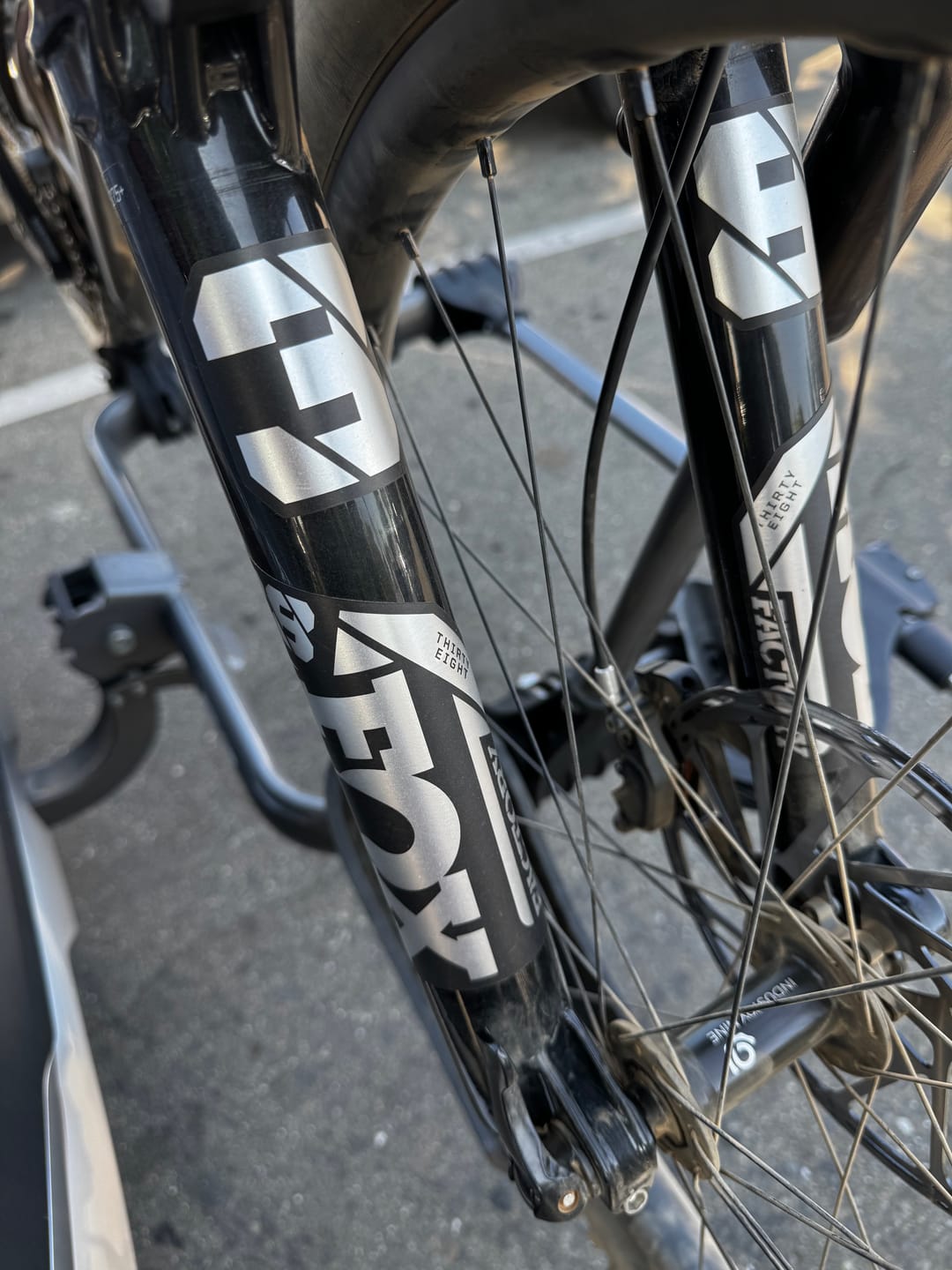 Customer photo review of Metallic Fox 38 Factory Fork Decal