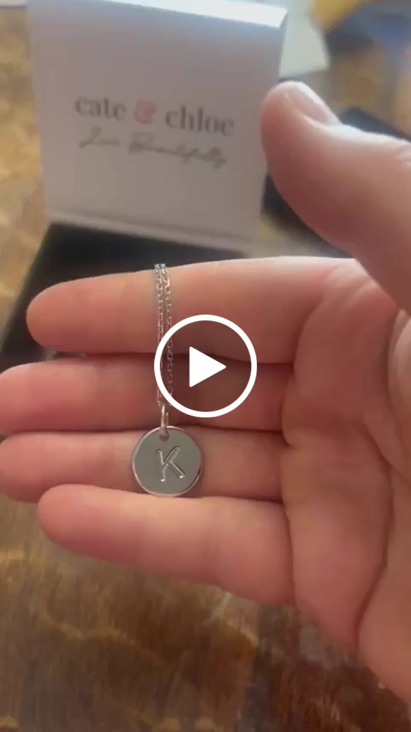 Customer video review of Summer Collection 18k White Gold Plated Engraved Initial Letter Pendant Necklace
