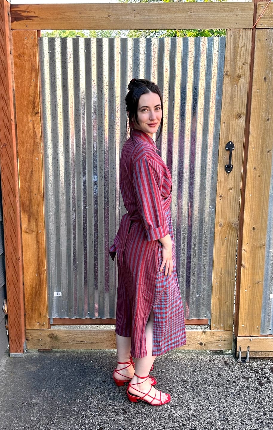 Customer photo review of ALEXANDRA SHIRT DRESS | BEACON STRIPE X CHEX