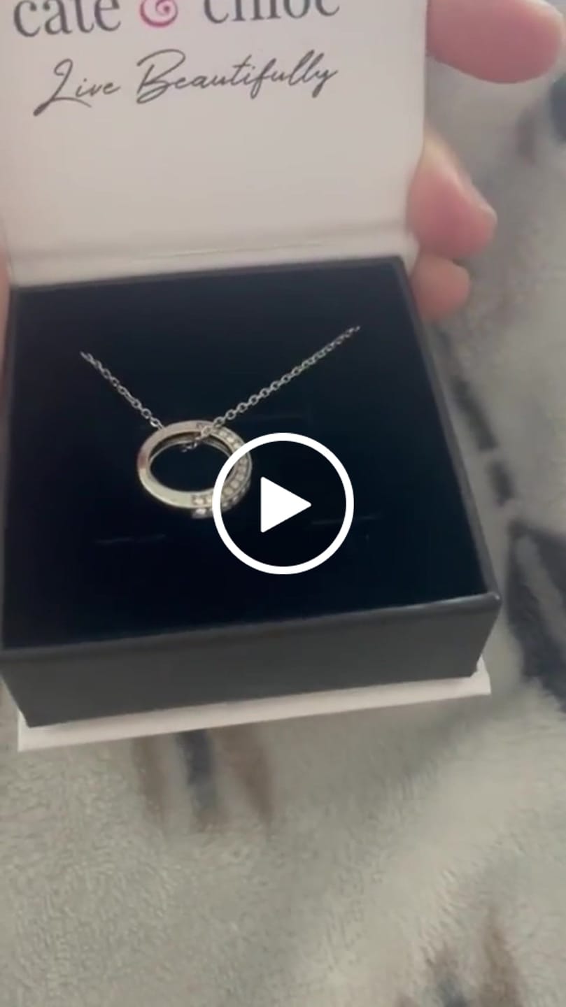Customer video review of Viviana 18k White Gold Plated Hoop Pendant Necklace with Swarovski Crystals