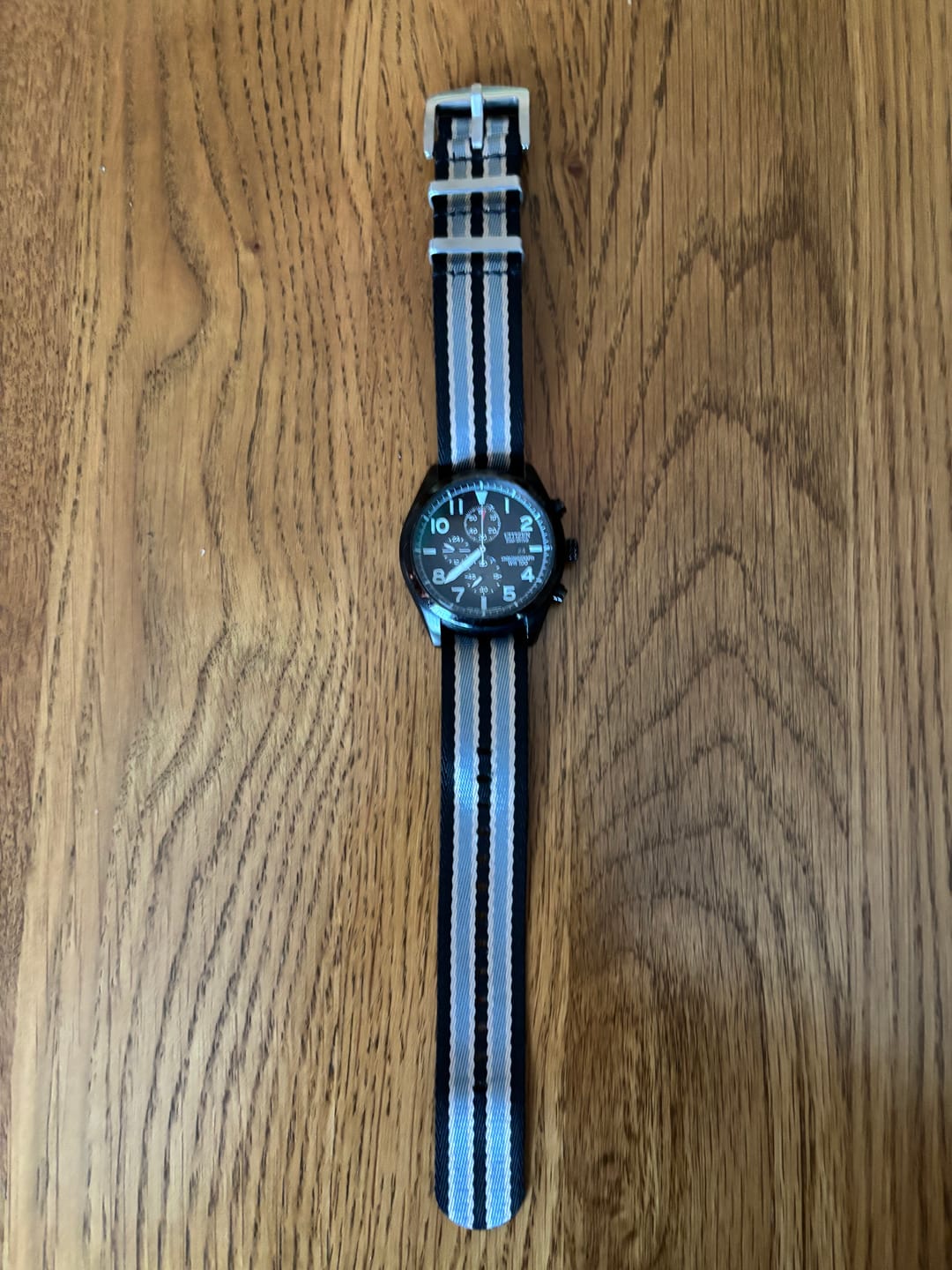 Customer photo review of Premium Woven Military Style Watch Strap - Black, Grey and Beige (No Time To Die Strap)