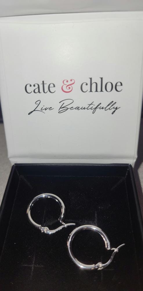 Customer photo review of Amy 18k White Gold Plated 20mm/30mm Hoop Earrings - Fab Fav Deals