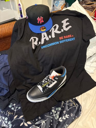 Customer photo review of Be Rare Uncommon Different SNRT Sneaker Tees - Air Jordan 3 Rare Air