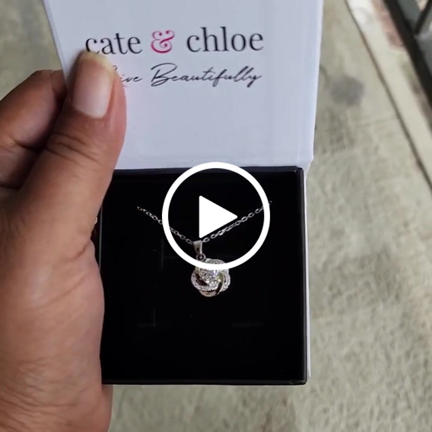 Customer video review of Stella 18k White Gold Plated Crystal Pendant Necklace with Simulated Diamond Crystals