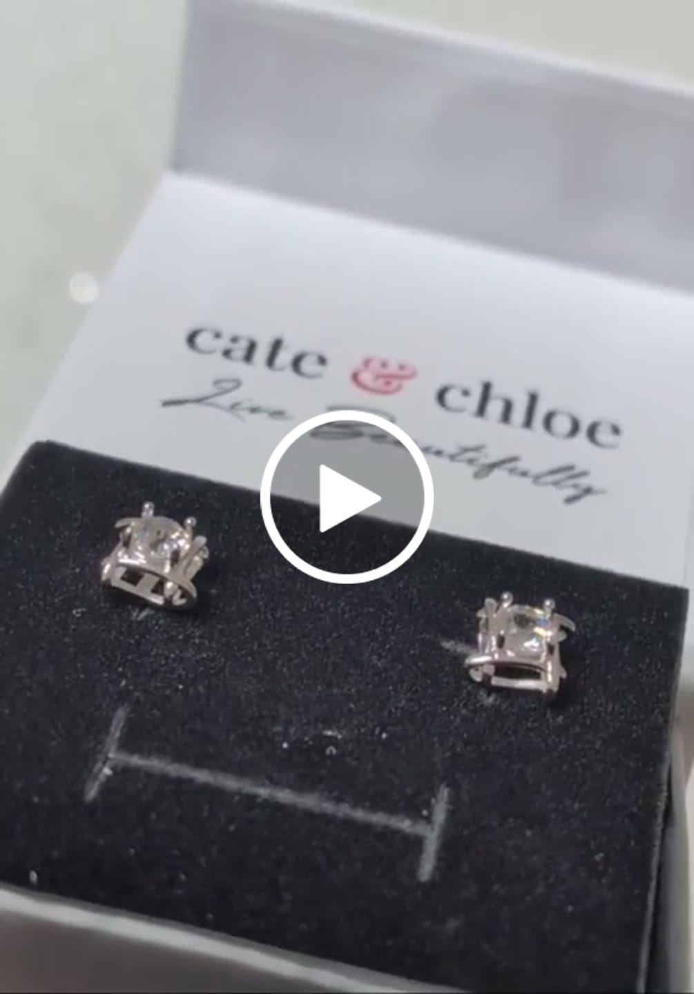 Customer video review of Lorelei 18k White Gold Plated Stud Earrings with Round Swarovski Crystals - Fab Fav