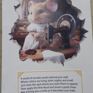 Customer photo review of Seamstress Mouse in Mouse Hole Decal