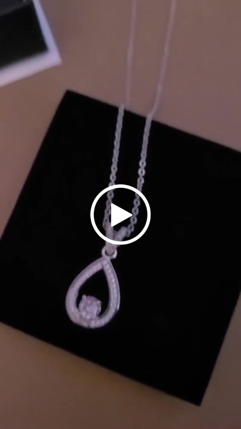 Customer video review of Arabella 18k White Gold Plated Teardrop Necklace with Simulated Diamond Crystals