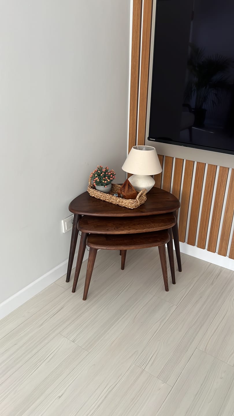 Customer photo review of Zigon Sehpa 3'lü Set - Masif Ahşap Meşe Ağacı (Ercol Stil)