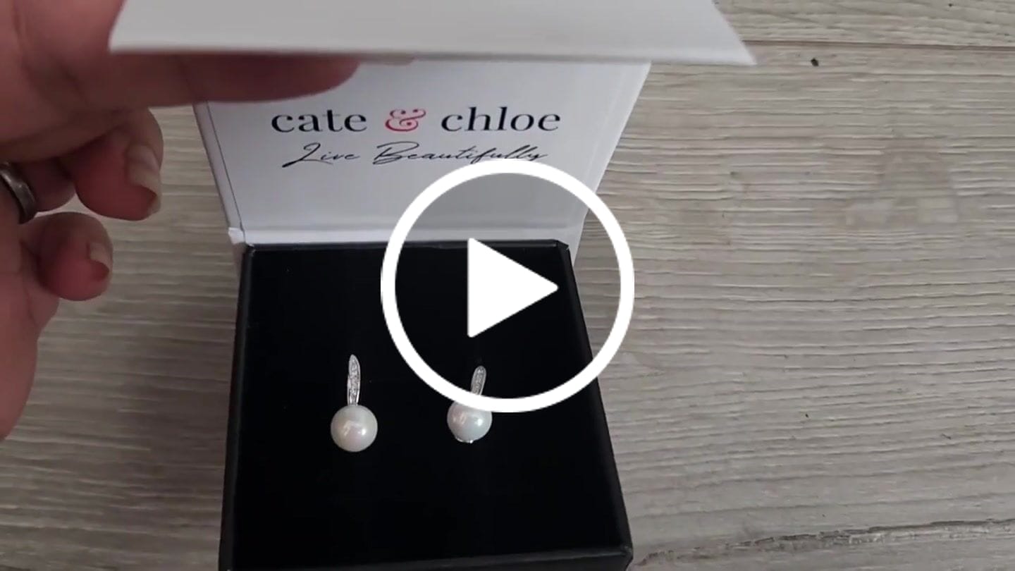 Customer video review of Ann 18k White Gold Freshwater Pearl Drop Earrings with Swarovski Crystals