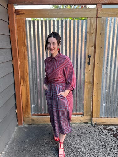 Customer photo review of ALEXANDRA SHIRT DRESS | BEACON STRIPE X CHEX