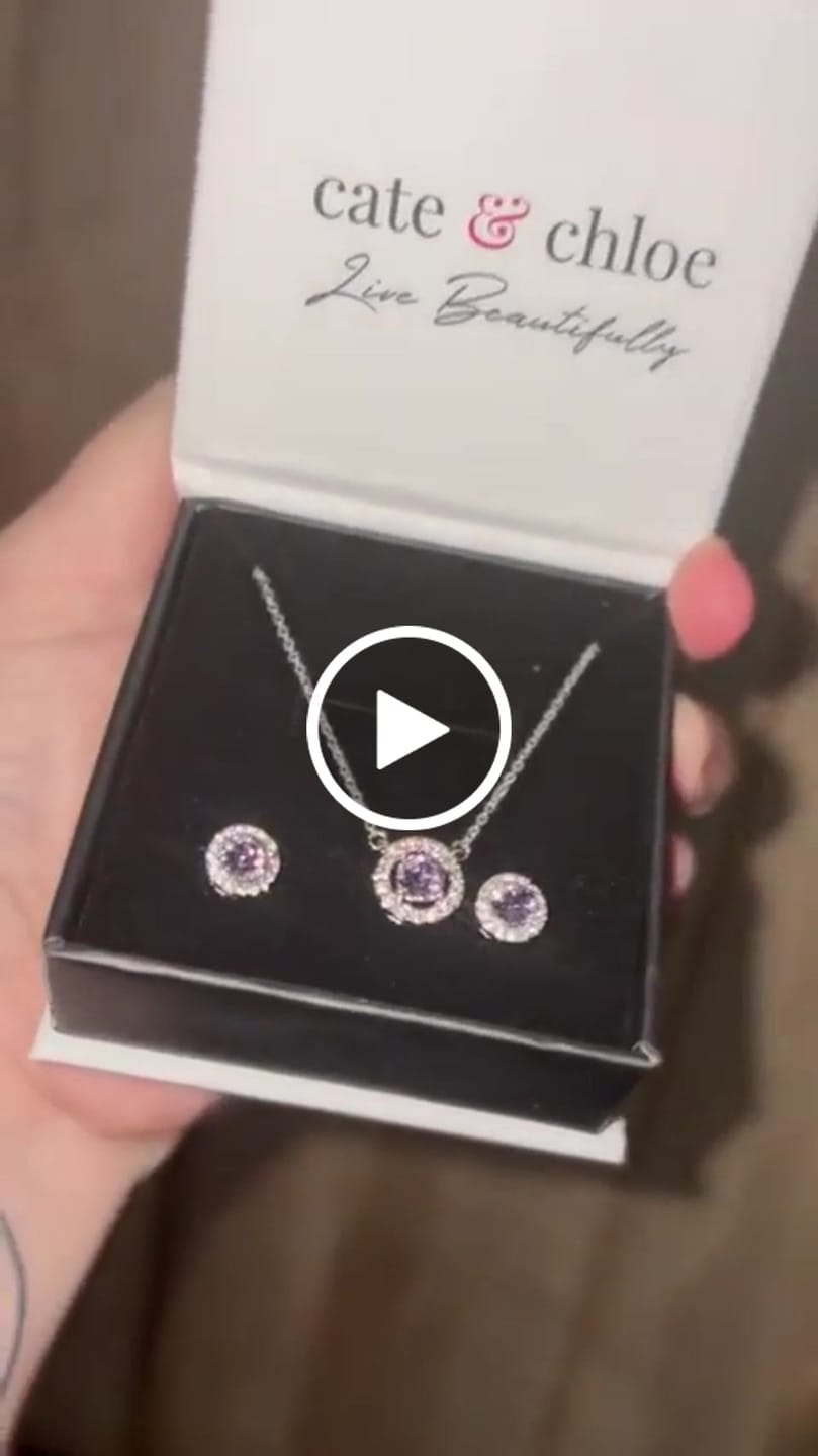 Customer video review of Royal Birthstone 18k White Gold Plated Halo Stud Earrings with Round Cut Swarovski Crystals