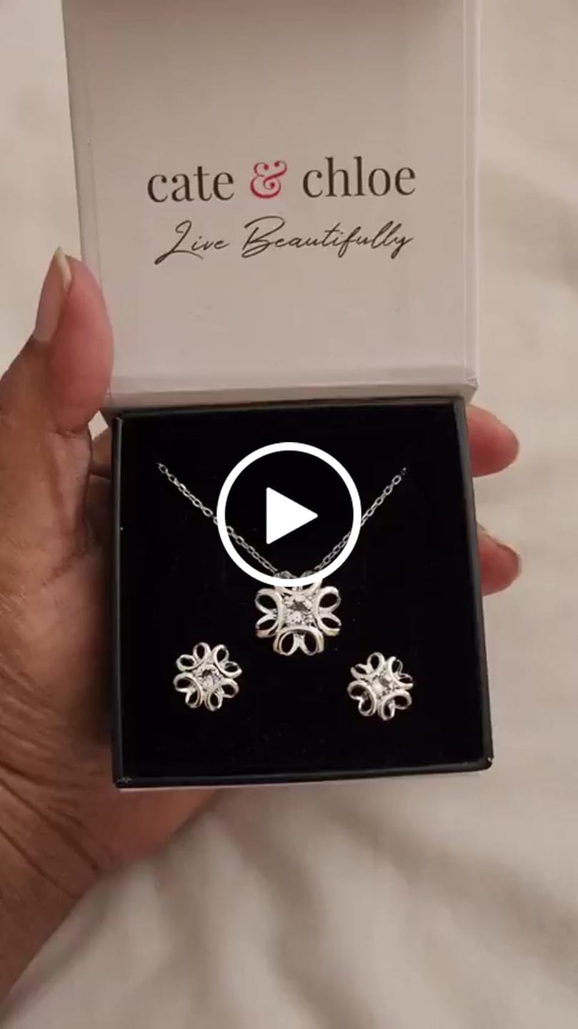 Customer video review of Alexis 18k White Gold Plated Flower Pendant Necklace with Swarovski Crystal