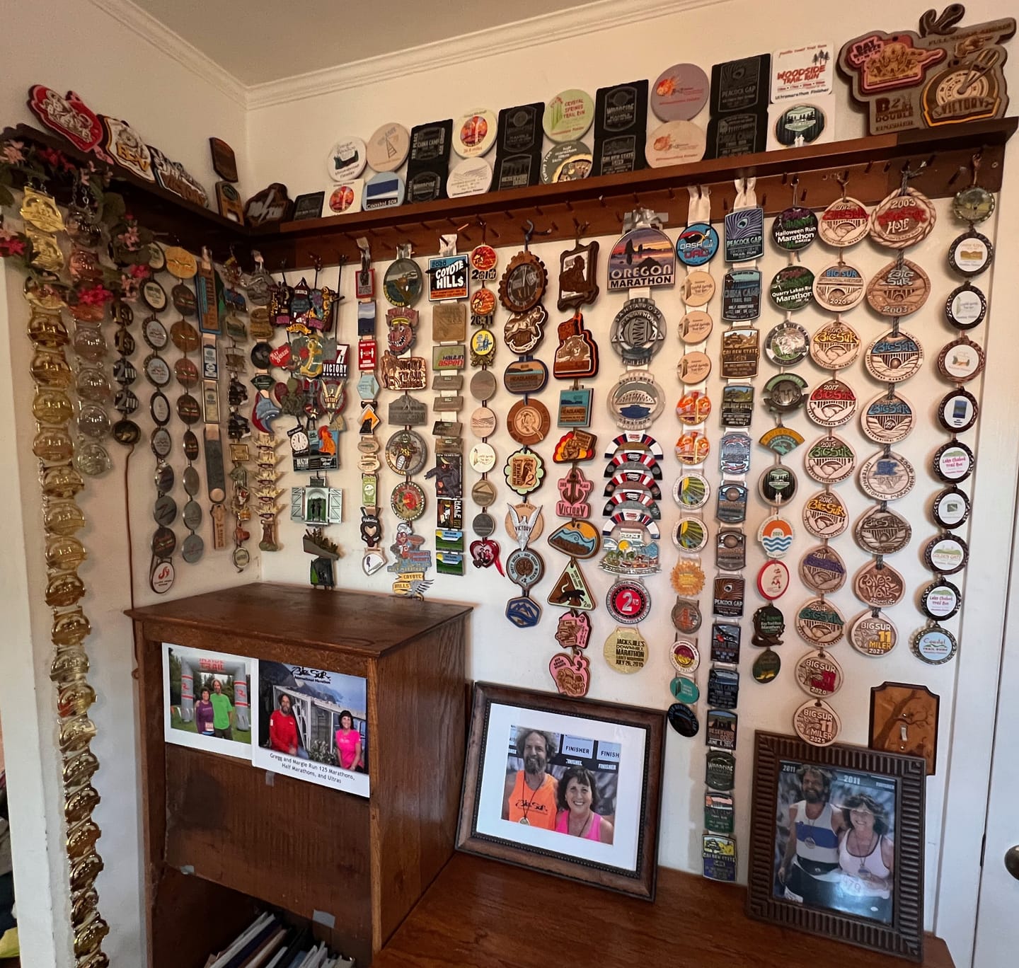Customer photo review of 4ft Medal Awards Rack Premier Trophy Shelf- Trophy, Plaque and Medal Display