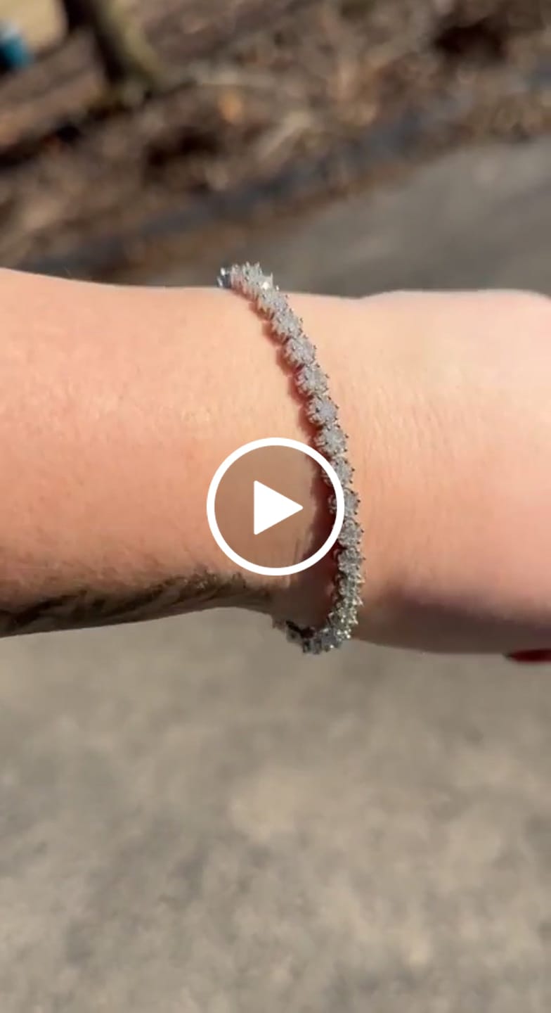 Customer video review of Ally 18k White Gold Plated Tennis Bracelet with Simulated Diamond Crystals