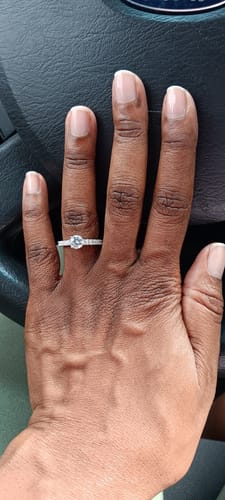 Customer photo review of Cathedral Moissanite Sidestone Bridal Engagement Ring Set