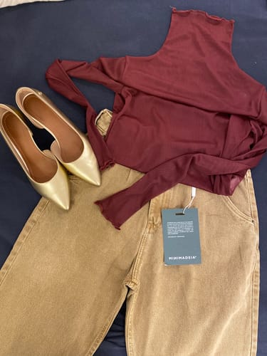 Christiane P. review of Calça Jeans Slouchy Cacau Marrom Claro image 1 out of 1