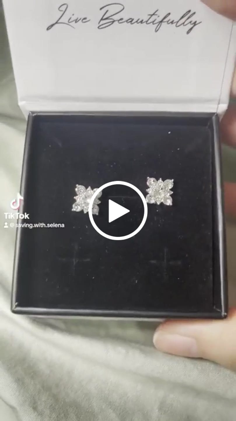 Customer video review of Macie 18k White Gold Plated Cluster Stud Earrings with Swarovski Crystals - Final Sale
