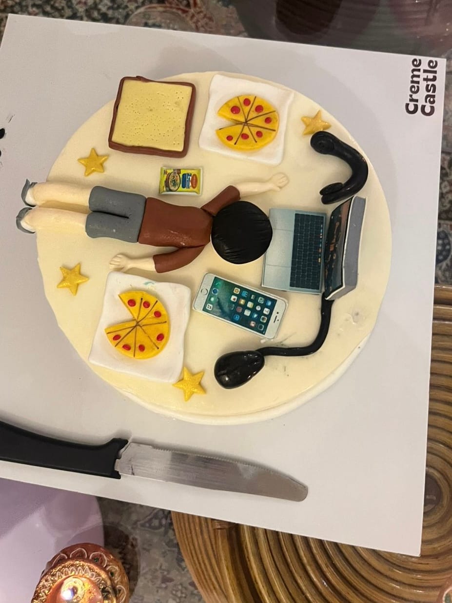 Customer photo review of Lazy Laptop Lover Custom Cake