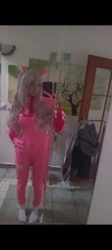 Customer photo review of Women’s Nikki Alice Cosplay Costume Bodysuit with Ear Gloves Wig Cosplay Latex Cat suit Jumpsuit Jacket Suit