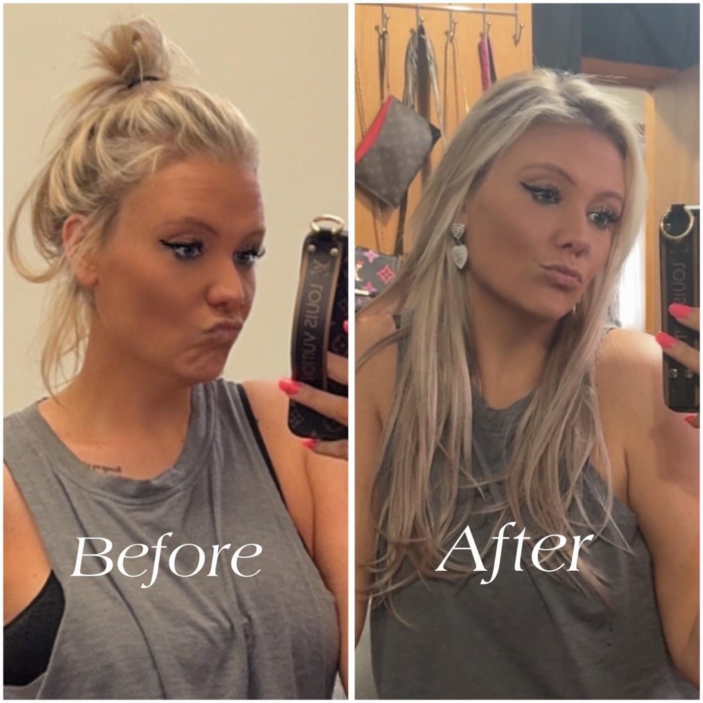 Customer photo review of 3x5 Inches Virgin Human Hair Toppers Mono Base Blonde Highlights #P18/613