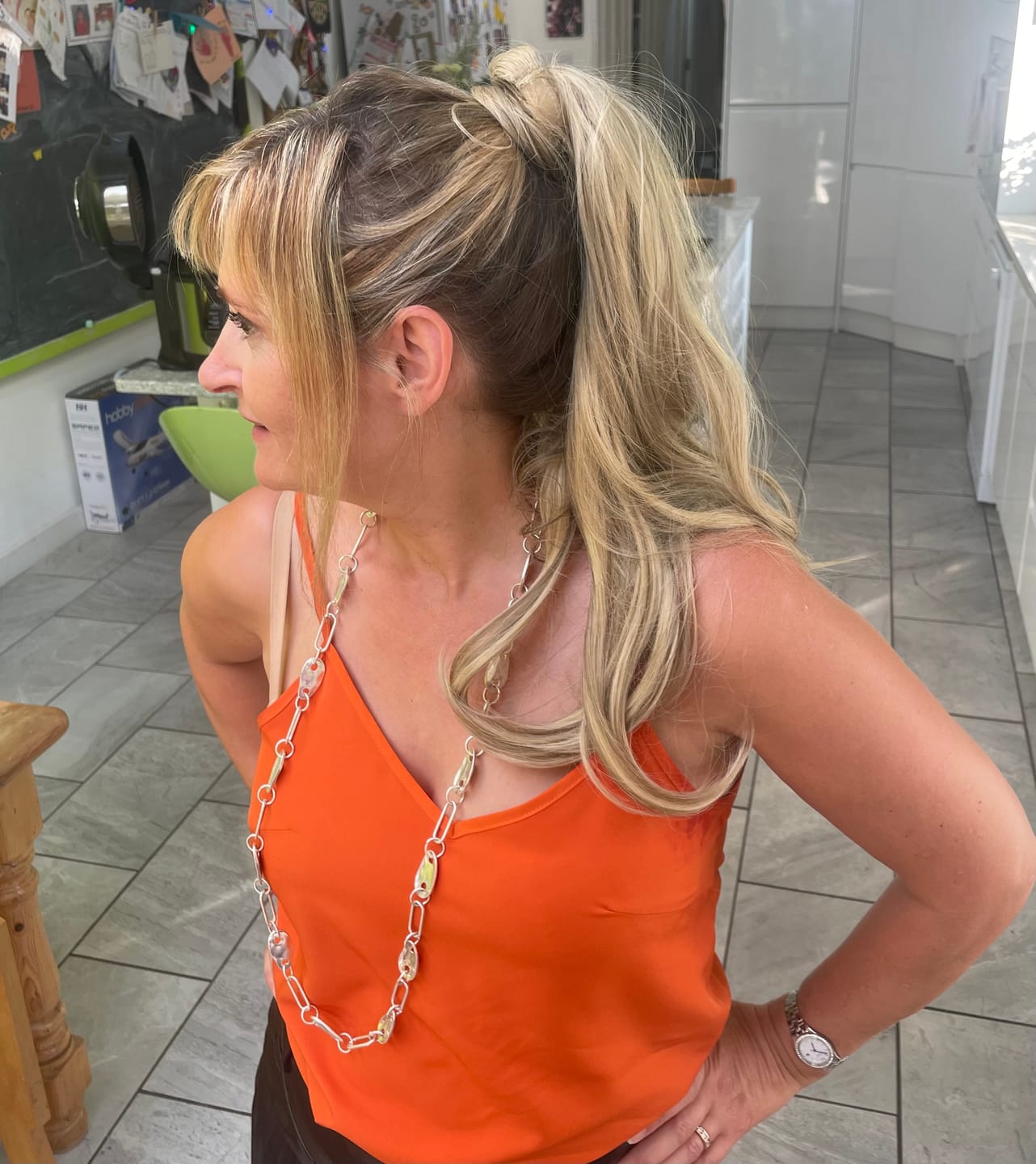 Customer photo review of Stranded Bounce Wrap Ponytail - Colour #18/22 Iris