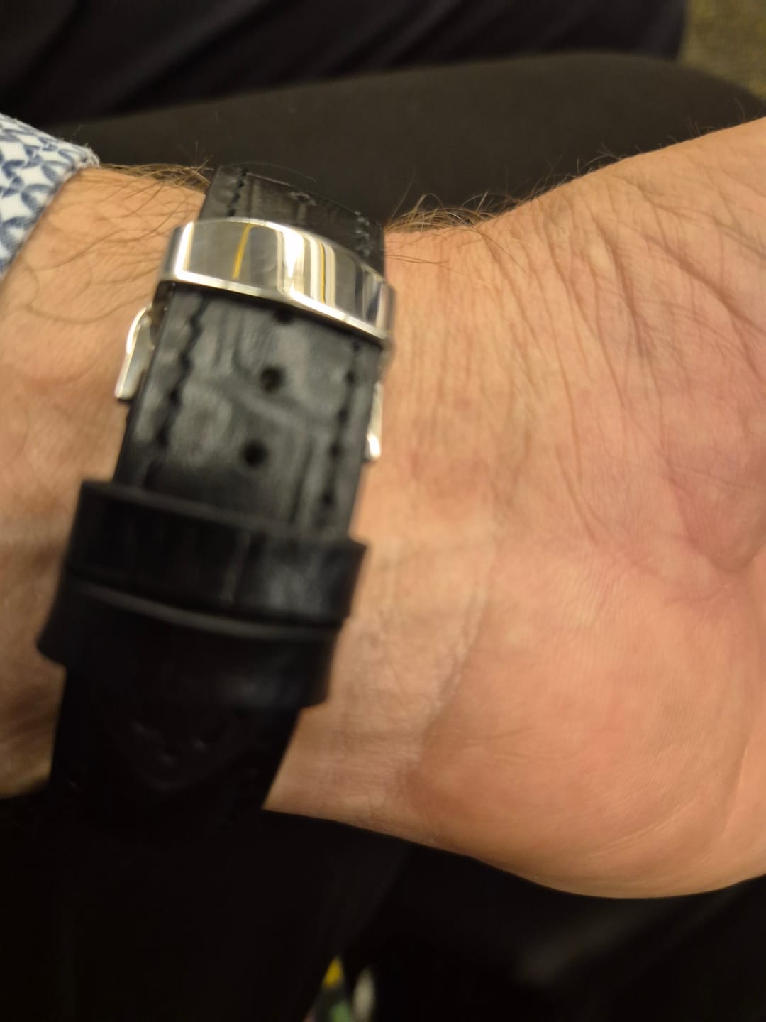 Customer photo review of Genuine Leather Calfskin Premium Watch Strap with Stainless Steel Deployant Butterfly Clasp