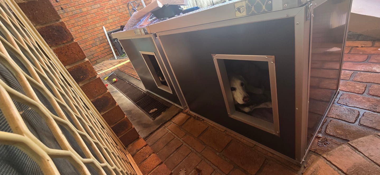 Customer photo review of CozyCube Coldroom Panel Insulated Dog House
