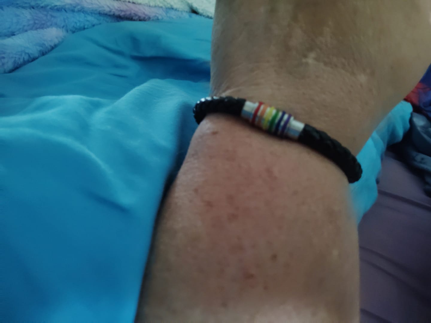 Customer photo review of Rainbow Leather Bracelet